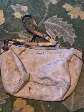 Coach Metallic Silver Signature Shoulder Bag